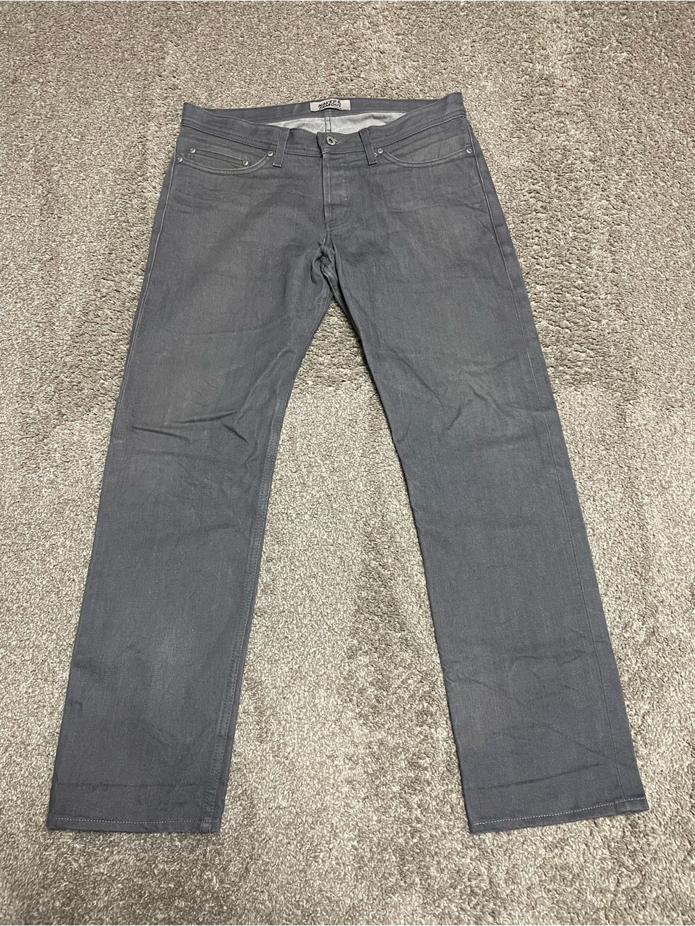 Naked & Famous Denim Straight Jeans in Charcoal Gray
